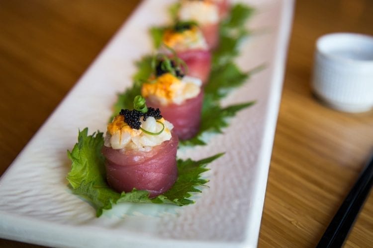Broiled Tomato sushi roll from Kanpai in Bend, Oregon