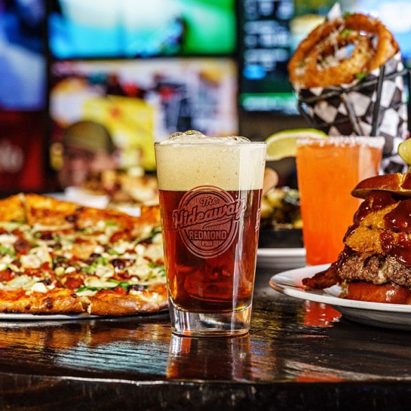 Onion rings, pizza and beer Hideaway Tavern in Bend